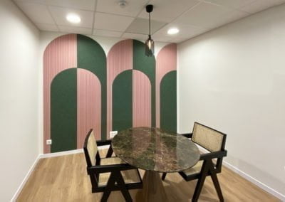 Acústica y diseño de interiores esquema decorativo a pared