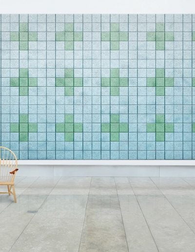 Acústica y diseño tiles forma cuadrada de colores a pared