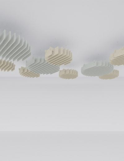 Bafles acústicos en fieltro diseño paramétrico nubes