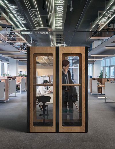 Cabine acustiche per spazi di lavoro con finiture in legno